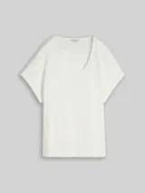 TOM TAILOR Damen Loose Fit T-Shirt im Material-Mix, weiß, Uni – Bild 1