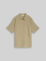 TOM TAILOR Damen Plus Size - Loose Fit Bluse mit Leinenanteil, grün, Uni – Bild 1
