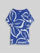 TOM TAILOR Damen Plus Size - T-Shirt im Material-Mix, blau, Geblümt – Bild 1