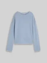 TOM TAILOR DENIM Damen Relaxed Fit Strickpullover, blau, Uni – Bild 7