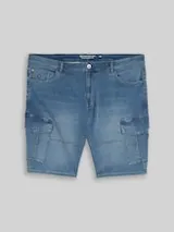 TOM TAILOR Herren Plus Size - Cargo Jeans Shorts, blau, Uni – Bild 1