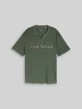 TOM TAILOR Herren Plus Size - Henley T-Shirt im Used-Look, grün, Uni – Bild 1