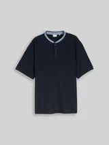 TOM TAILOR Herren Plus Size - Poloshirt mit Stehkragen, blau, Uni – Bild 1