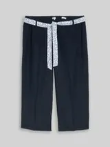 TOM TAILOR Damen Plus Size - Culotte Hose mit Leinenanteil, blau, Uni – Bild 1