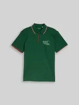 TOM TAILOR Herren Jersey Poloshirt mit Print, grün, Uni – Bild 1