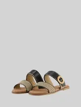 TOM TAILOR Damen Flache Sandalen mit Flechtmuster, schwarz, Gemustert