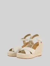TOM TAILOR Damen Sandalen mit Keilabsatz, beige, Uni – Bild 1