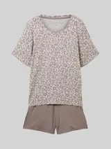 TOM TAILOR Damen Pyjama-Set mit Leo-Print, grau, Animalprint – Bild 1