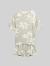 TOM TAILOR Damen Pyjama-Set mit Allover-Print, grün, Geblümt – Bild 1
