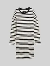 TOM TAILOR Damen Gestreiftes Nachthemd, grau, Gestreift – Bild 1
