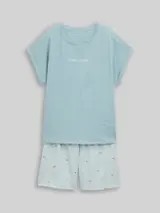 TOM TAILOR Damen Pyjama-Set mit Muster, blau, Gemustert – Bild 1