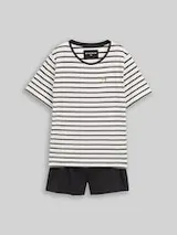 TOM TAILOR Damen Pyjama-Set mit Streifenmuster, weiß, Gestreift – Bild 1
