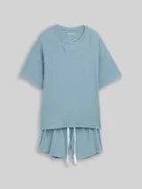TOM TAILOR Damen Pyjama-Set, blau, Uni – Bild 1