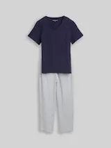 TOM TAILOR Damen Pyjama-Set, blau, Gemustert – Bild 1