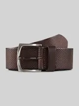 TOM TAILOR Herren TTWILL Ledergürtel mit eckiger Dornschließe, braun, Logo Print – Bild 1