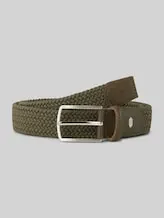 TOM TAILOR Herren TTALEX elastischer Flechtgürtel mit eckiger Dornschließe, grün, Logo Print