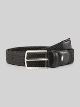 TOM TAILOR Herren TTALEX elastischer Flechtgürtel mit eckiger Dornschließe, schwarz, Logo Print