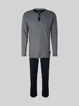 TOM TAILOR Herren Pyjama-Set aus Baumwolle, blau, Gestreift – Bild 1
