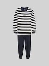 TOM TAILOR Herren Pyjama-Set mit Streifenmuster, blau, Gestreift – Bild 1