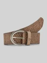 TOM TAILOR DENIM Damen TTEMILY Ledergürtel mit abgerundeter Dornschließe, beige – Bild 1