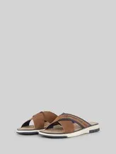 TOM TAILOR Herren Slides mit Logo-Applikation, braun, Uni