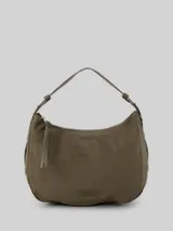 TOM TAILOR Damen TTLYSA M Schultertasche in Velourleder-Optik, grün, Uni – Bild 1