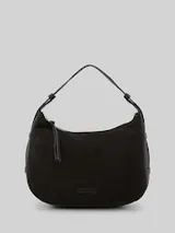TOM TAILOR Damen TTLYSA M Schultertasche in Velourleder-Optik, schwarz, Uni – Bild 1