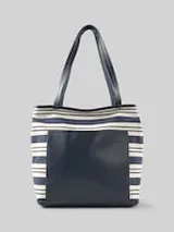 TOM TAILOR Damen TTELODIE M Shopper mit Streifenmuster, blau, Gestreift – Bild 1