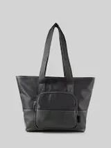 TOM TAILOR Damen TTVIENE L Shopper mit Materialmix, schwarz, Uni – Bild 1