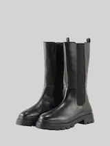 TOM TAILOR Damen Gefütterte Stiefel aus Leder, schwarz, Uni – Bild 1
