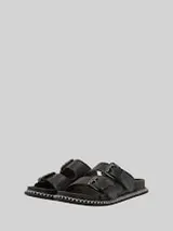 TOM TAILOR Damen Flache Sandalen mit Verschluss-Schnallen, schwarz, Uni – Bild 1