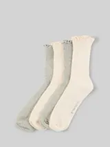 TOM TAILOR Damen Socken im 4er-Pack mit Rüschensaum, grau, Uni – Bild 1