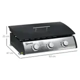Outsunny Gasgrill Tischgrill BBQ mit 3 Brenner Tischgasgrill mit Schlauch Deckel – Bild 4