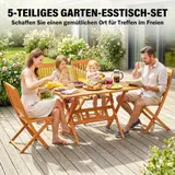 Outsunny Gartenmöbel Set Akazienholz Sitzgruppe 5-tlg. Tisch mit 4 Klappstühlen – Bild 5