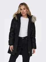 Only Damen Winter-Jacke OnlIris einfarbiger Parka Mantel Kapuze mit Fell Winter. – Bild 5