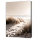 Leinwand Strand Meer Abstieg Beige Wandbilder Groß Leinwandbild Wanddeko 247 – Bild 1