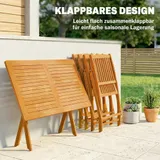 Outsunny Gartenmöbel Set Akazienholz Sitzgruppe 5-tlg. Tisch mit 4 Klappstühlen – Bild 6