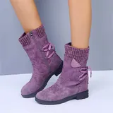 Damen Schlupfstiefel PU-Optik Stiefeletten Bequeme Stiefel Schuhe New – Bild 7