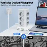 12 Fach Steckdosenleiste Tower 6 USB EU Mehrfachsteckdose Überspannungsschutz – Bild 10