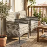 2er Set Gartenstuhl Polyrattan Gartenmöbel mit 2 Sessel Abnehmbaren Kissen – Bild 10