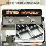 Outsunny Gasgrill Tischgrill BBQ mit 3 Brenner Tischgasgrill mit Schlauch Deckel – Bild 5