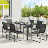 Gartenmöbel Set Sitzgruppe 150 x 80cm Glastisch mit 6 Atmungsaktiven Stühlen – Bild 2