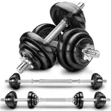 Hantelset Gusseisen 15 - 60 kg Kurzhanteln Langhantel Set Hantel Hantelscheiben – Bild 1