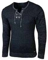 Herren Pullover Slim Fit Rundhals Strick-Pullover Longsleeve in Feinstrick B-132 – Bild 1