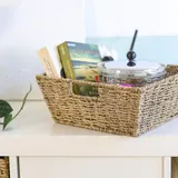 HMF Geschenkkorb leer, Aufbewahrungskorb geflochten aus Seegras 30 x 30 x 12 cm – Bild 5