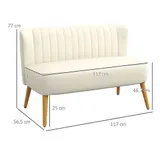 Sofa 2-Sitzer Couch Stoffsofa Sitzmöbel Polstersofa Loungesofa breit Cremeweiß – Bild 4