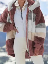Damen Plüsch Warme Winterjacke Teddyfell Kapuzen Mantel Winter Fleecejacken – Bild 7