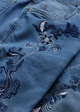 Damen Strech Jeans blue bleeched Stickerei Slim Fit Umschlag 36 bis 54 neu 72315 – Bild 7