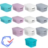 Aufbewahrungsbox mit Deckel Ordnungsbox 4,5L 11L 17L Curver Rosa Grau Weiß Blau – Bild 2