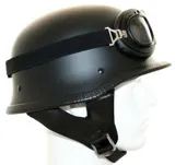 Stahlhelm Wehrmachtshelm Halbschale mit Brille Motorradhelm Oldtimer Retro Helm  – Bild 2